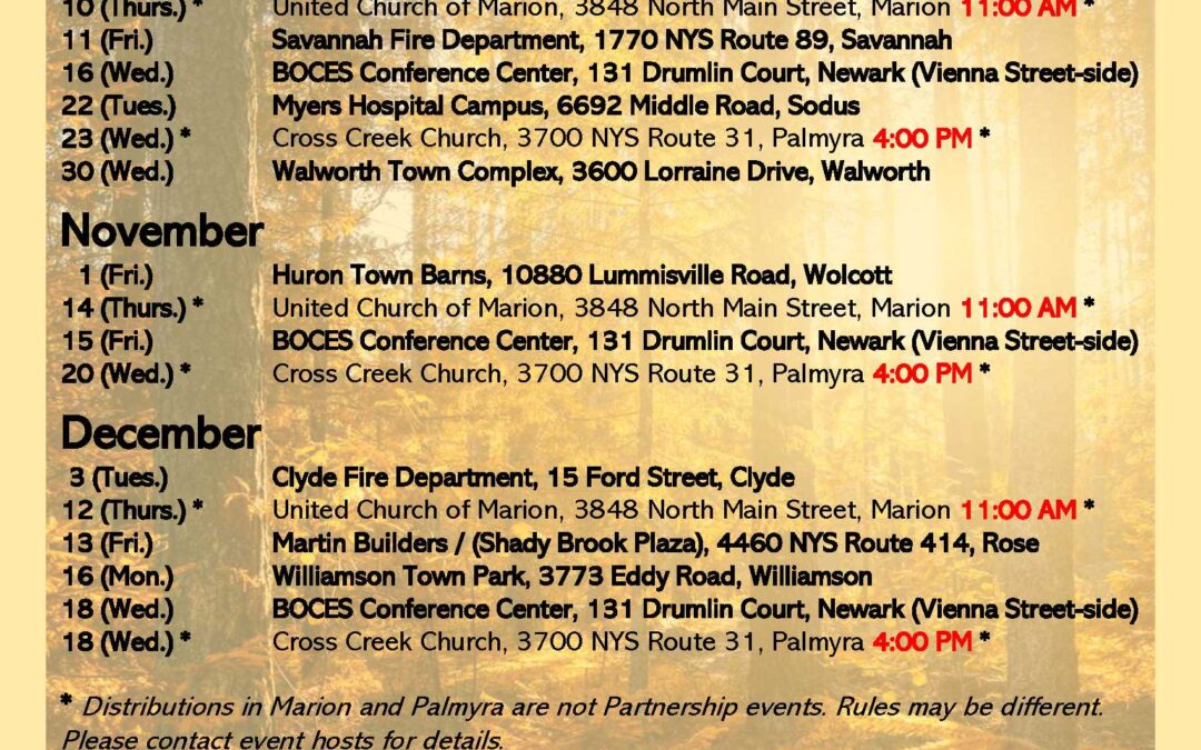 Fall Food Distribution Events